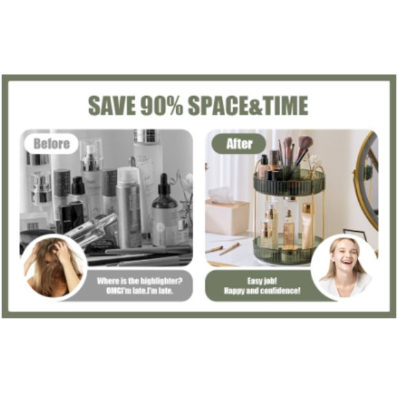 3 Tiers - 360° Turntable Makeup Organizer - Lazy Susan Cosmetics Storage - Picture 9 of 12